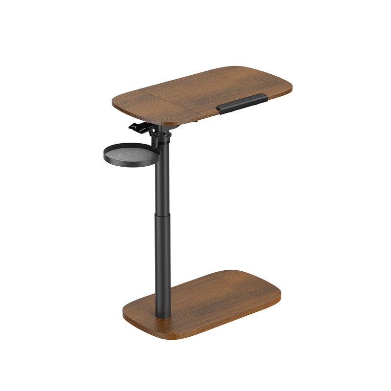 Brateck Storage-Savvy Height Adjustable Mobile Side Table, Gas-Lift Sit-Stand Desk, tabletop 723×400mm, weight capacity 10kg