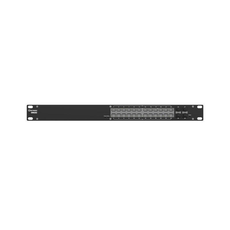 Teltonika SWM282 PoE  managed switch, 24 PoE  ports with up to 30W per port, 10/100/1000 Mbps, 4 SFP ports, 2 years of Free R