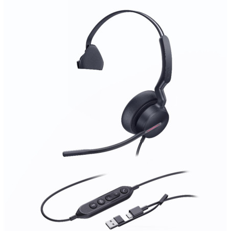 Yealink UH46 Mono Teams USB-C/A Microsoft Certified Teams USB Wired Headset 3-Noise-Canceling Microphones 35mm Speaker Busyli