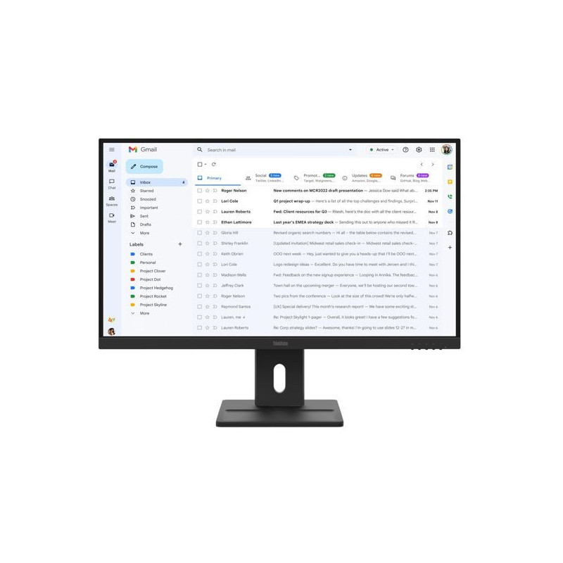 LENOVO ThinkVision E27-40 27' FHD IPS Monitor 1920x1080 16:9 4ms 100Hz Anti-glare Tilt Swivel Pivot Height Adjust VGA DP HDMI