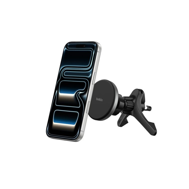 Belkin Magnetic Wireless Car Charging Vent Mount With Qi2   27W Car Adapter   USB-C Cable (1M) - Black (WIC010fqBK), 15W, CEW