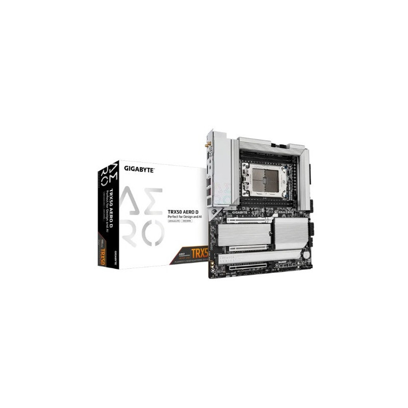 (LS) Gigabyte TRX50 AERO D AMD Ryzen Motherboard 4x DDR5~256GB,2x PCIe x16 slots, 4x M.2, 8x SATA 6Gb/s connectors, 11x USB 3