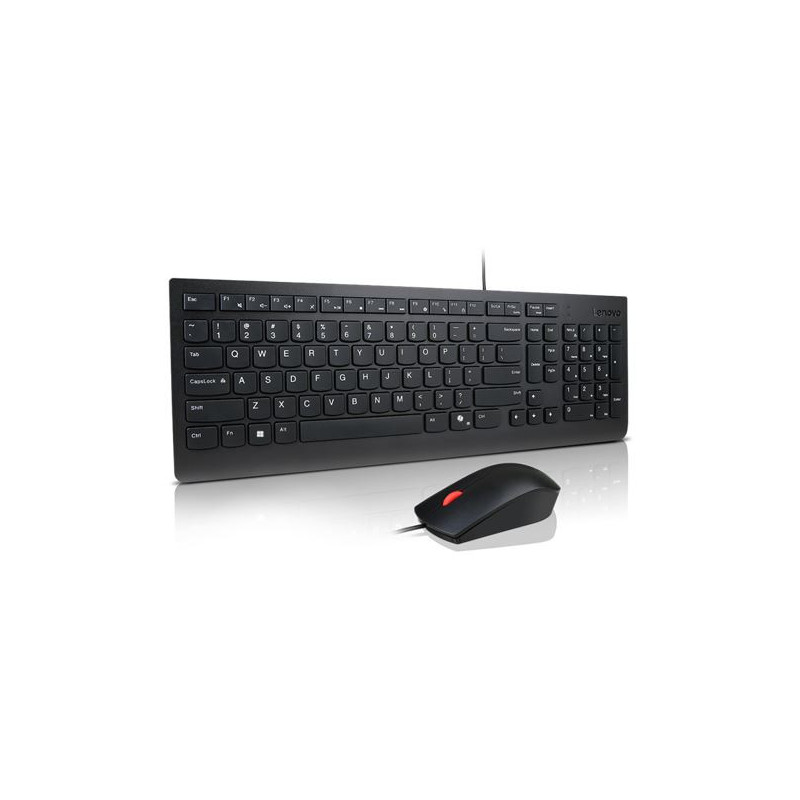 Lenovo Universal Wired USB Keyboard Mouse Combo Adjustable Tilt Leg Spill Resistant Copilot Keyboard 1600 DPI Optical Sensor 