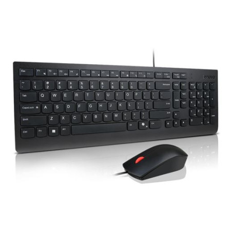 Lenovo Universal Wired USB Keyboard Mouse Combo Adjustable Tilt Leg Spill Resistant Copilot Keyboard 1600 DPI Optical Sensor 