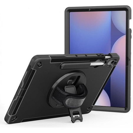 USP Rugged Samsung Galaxy Tab S10 FE  (13.1') Case Black -  Built-in-Kickstand, Hand & Shoulder Straps, DropProof,5 Years War