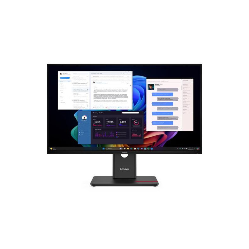LENOVO ThinkVision T27UD-40 27' UHD USB-C Dock Monitor 4K 3840x2160 16:9 Height Adjustable Tilt Swivel Pivot 100W PD 3xUSB3.2