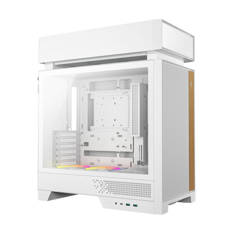 DeepCool CL660 White Innovative Compartmentalized Optimized ATX Case Pre-installed Dual ARGB Fans, Build-in Atmosphere