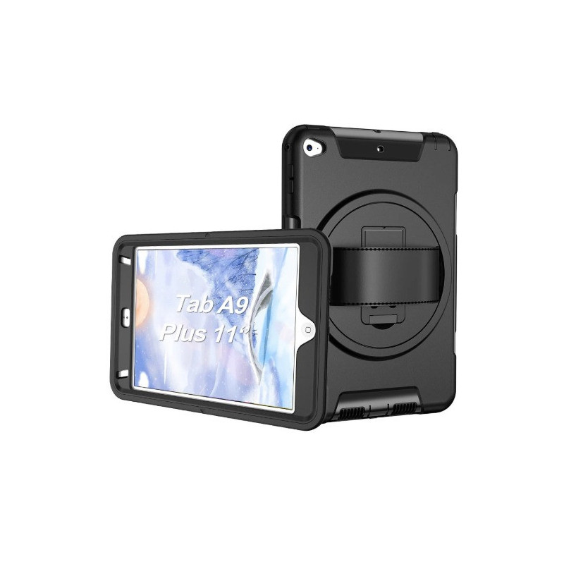 USP Rugged Samsung Galaxy Tab A11  / Tab A9  (11') Case Black - Built-in-Kickstand, Hand & Shoulder Strap, DropProof,5 Years 