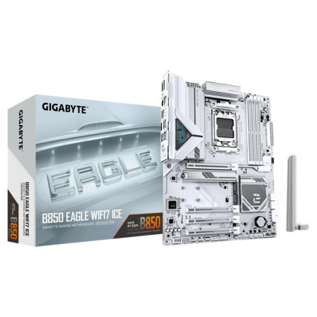 Gigabyte B850 EAGLE WF7 ICE, AMD AM5, 4 x DDR5 up to 256 GB,  1 x HDMI, 4 x PCI Express x16, 3 x M.2, 6 x USB 3.2, 2.5GbE LAN