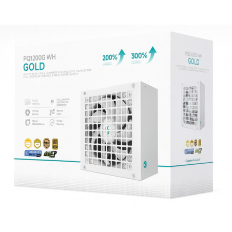 DeepCool PQ1200G WH 1200W Gamer Storm 80  Gold/Cybenetics Fully Modular ATX Power Supply 120mm Fan, Japanese Capacitors, DC t