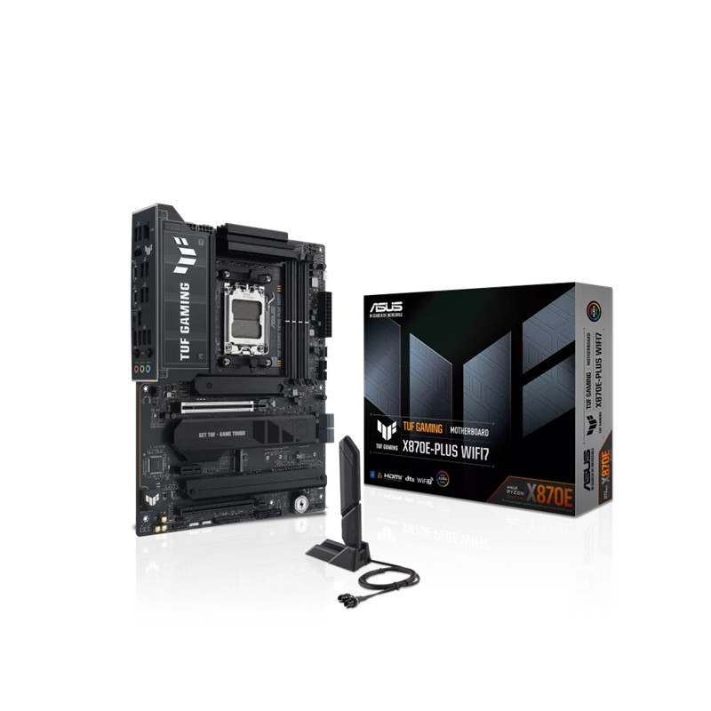 ASUS AMD TUF GAMING X870E-PLUS WIFI7 (AM5) ATX Motherboard, DDR5 256GB 8000 MT/s, PCIe 5.0, 4xM.2, 2.5GbE, WiFi 7, USB4 40Gbp