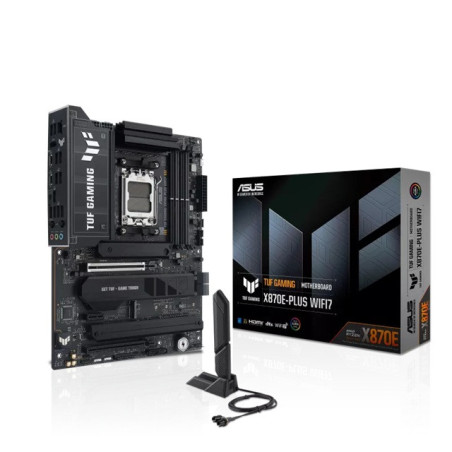 ASUS AMD TUF GAMING X870E-PLUS WIFI7 (AM5) ATX Motherboard, DDR5 256GB 8000 MT/s, PCIe 5.0, 4xM.2, 2.5GbE, WiFi 7, USB4 40Gbp