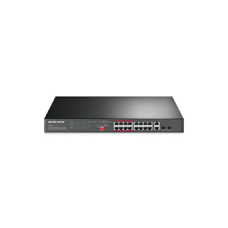 Mercusys MS118CP 16-Port 10/100Mbps   2-Port Gigabit Rackmount Switch with 16-Port PoE 