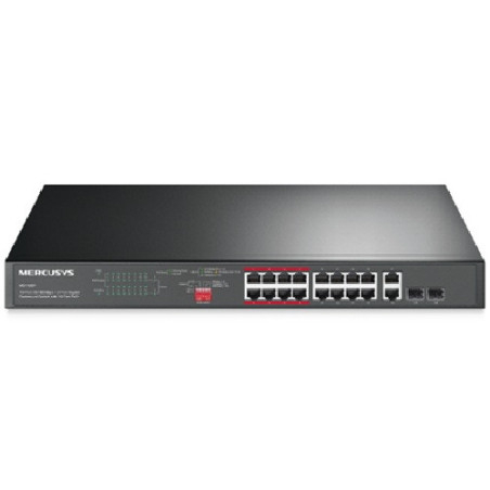 Mercusys MS118CP 16-Port 10/100Mbps   2-Port Gigabit Rackmount Switch with 16-Port PoE 