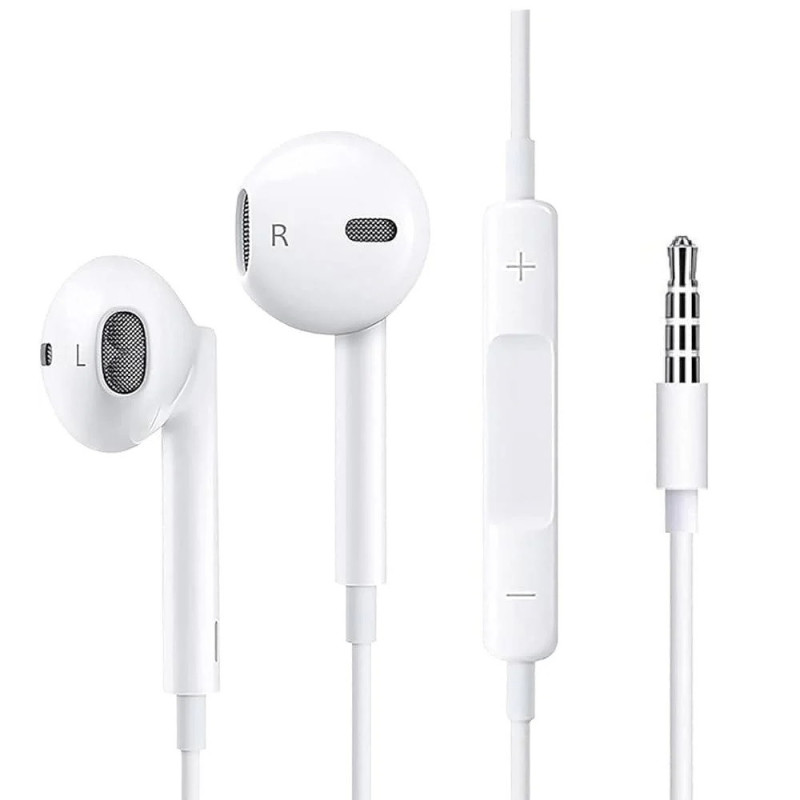 USP Pisen Half-in-Ear 3.5mm Earphones - White,Ergonomic Design,HD Call Microphone,5 Years Warranty