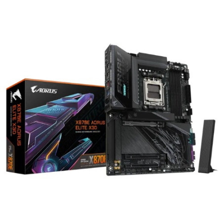 Gigabyte X870E AORUS ELITE X3D AM5 ATX, Ryzen 9000/8000/7000, 4×DDR5 256GB, PCIe 5.0 M.2, USB4, Wi-Fi 7, BT 5.4, 5GbE LAN, A