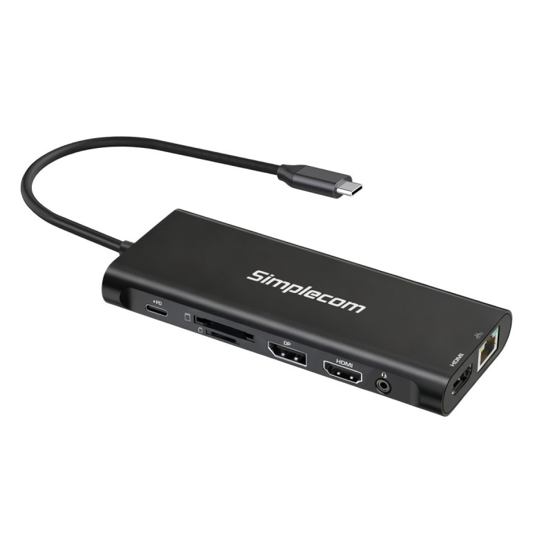 Simplecom CHT814 14-in-1 USB-C 4K Triple Display MST Docking Station with Dual HDMI DP