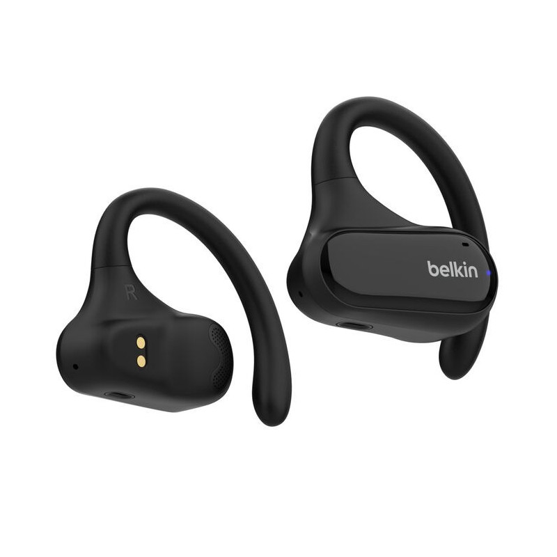 Belkin SoundForm ClearFit Open-Ear Wireless Earbuds - Black (AUC013btBK), 26hrs Battery,14.2mm Drivers, BT 5.3 Multipoint, IP