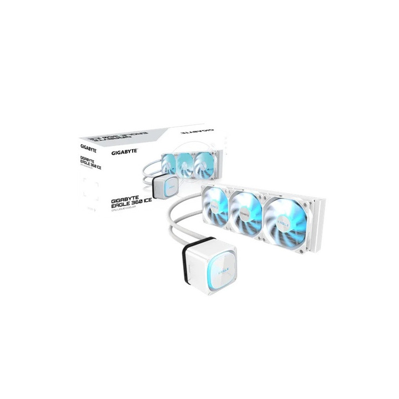 GIGABYTE EAGLE 360 ICE 360mm alu rad, 3x120mm ARGB fans 600-2000RPM, Intel 1851/1700/115X/1200 AMD AM5/AM4, copper pump 3200R
