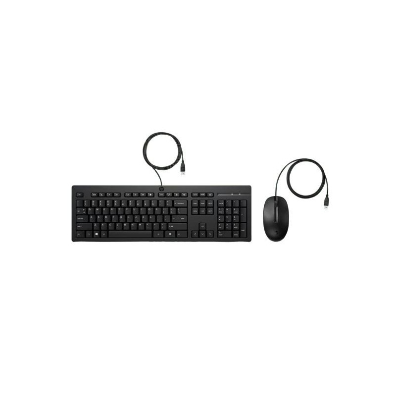 HP 225 USB Wired Desktop Keyboard Mouse Combo G2 USB-A Three button mouse adjustable keyboard feet Easy Clean Plug&Play for N