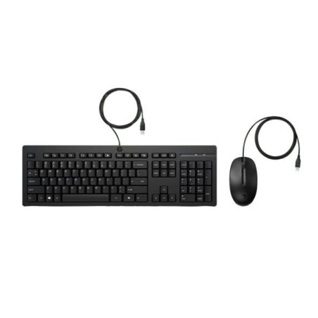 HP 225 USB Wired Desktop Keyboard Mouse Combo G2 USB-A Three button mouse adjustable keyboard feet Easy Clean Plug&Play for N