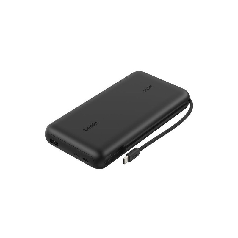 Belkin UltraCharge Pro 25K mAh Laptop Power Bank With 140W Integrated USB-C Cable (35CM) - Black (BPB039fqBK), 1x USB-C, 1x U