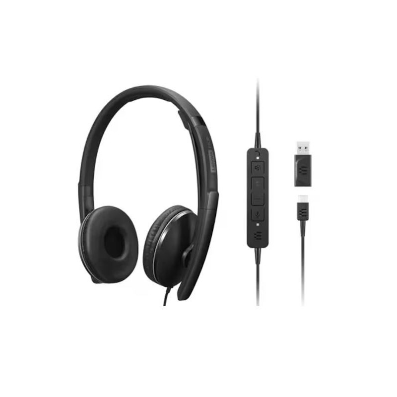 LENOVO Lenovo Wired ANC Headset Gen 2 Lightweight USB-C  to USB-A ctive noise cancelling with EPOS BrainAdapt™ and ActiveGa