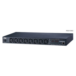 Aten 15A/10A 8-Outlet 1U Metered & Switched eco PDU, emote power outlet control (On, Off, Power Cycle) by individual outlets,