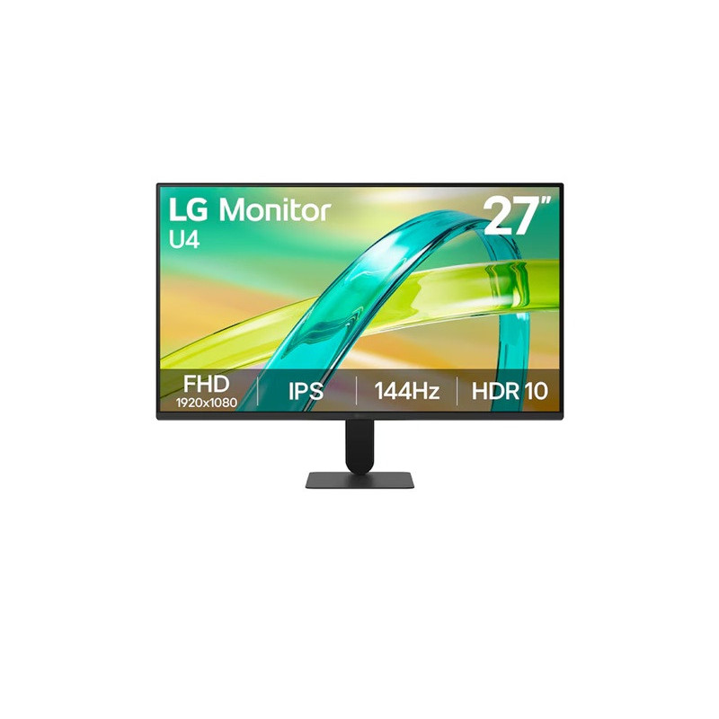 LG 27' IPS Full HD 144Hz Monitor, 1920x1080, sRGB 99%, 1ms MBR, HDR10, 16: 9, HDMI, VGA, Tilt Stand