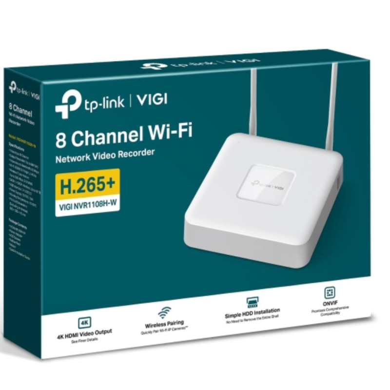 TP-Link VIGI NVR1108H-W 8 Channel Wi-Fi Network Video Recorder, 4K HDMI Output、16MP Decoding Capacity、RX/TX-80Mbps/60Mbps