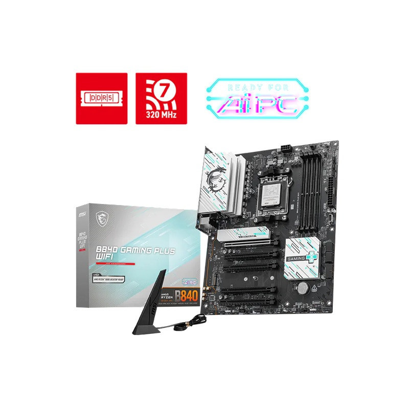 MSI B840 GAMING PLUS WIFI, AM5, 4x DDR5 256GB, 1x HDMI, 4x PCI-E x16 slot, 3x M.2, Wi-Fi 7
