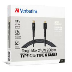 Verbatim Cable 240W USB-C to USB-C 200CM PD 3.1 and QC 3.0 and 4.0 Premium Cable