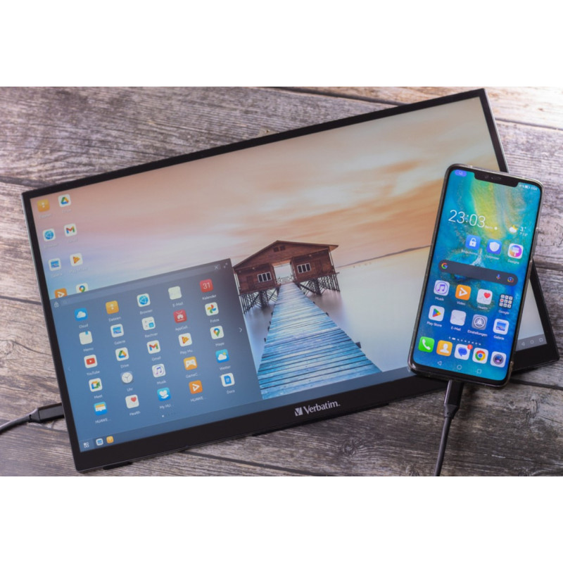 Verbatim 15.6' IPS USB-C Touch Full HD 1920 x 1080, 10 Point Touch, - Tilt, Speaker, Earphone, VESA 50mm x 50mm Business Ultr
