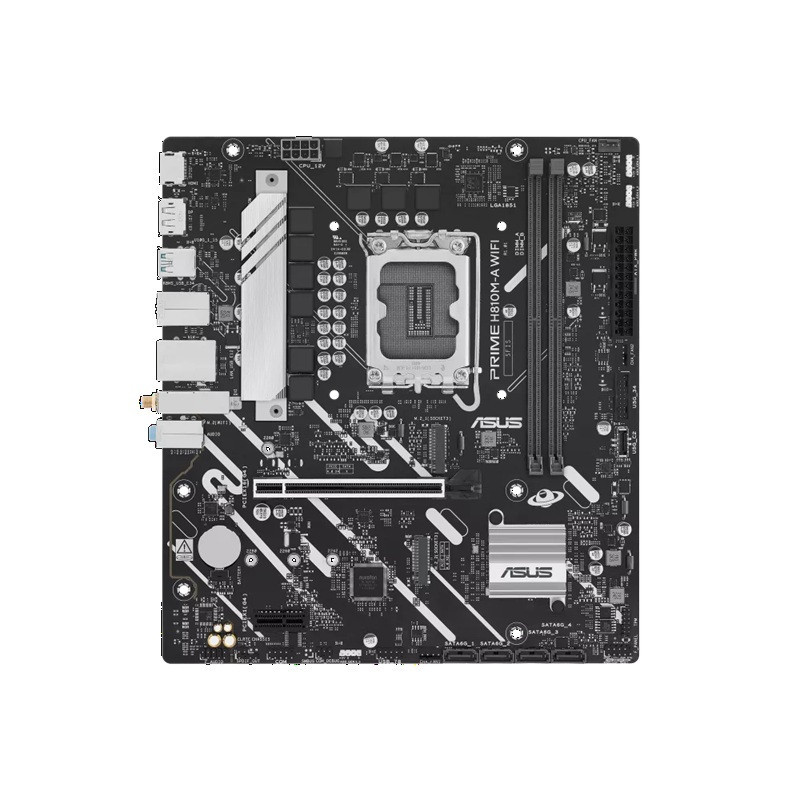 ASUS PRIME H810M-A WIFI-CSM Micro-ATX Motherboard Up to 128GB DDR5 (2x Slots), 1 x PCIe 4.0 x16, 2 x M.2, 4 x SATA, WiFi 6, H