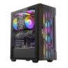 OKINOS Cypress P5 ARGB Oak Wood Trim ATX, 4x120mm ARGB Non-PWM Fans Pre-Installed,Type-C,Tempered Glass Side Panel,Black Mid-