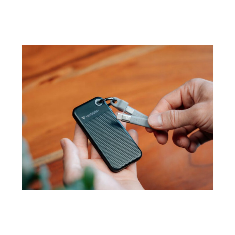 Verbatim 1TB Pocket SSD USB 3.2 Gen 2 1TB Black Grey. Convenient Keyring cable holder. Compact, Rugged. Ultra Lightweight Per