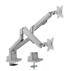 Brateck Dual Monitor Thin Gas Spring Monitor Arm Fit Most 17'-32' Monitors, Up to 9kg per screen VESA 75x75/100x100 Matte Sil