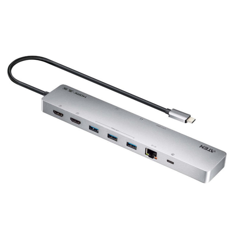 Aten 11-in-1 USB-C Multiport Dock with Power Pass-Through, 2x HDMI, 2x USB-C (1 for power delivery & 1 for data transmission)