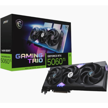 MSI nVidia GeForce RTX™ 5060 Ti 16G GAMING TRIO OC, PCI Express® Gen 5x16, Boost: 2647 MHz, CUDA 4608 Units, 16GB GDDR7, H