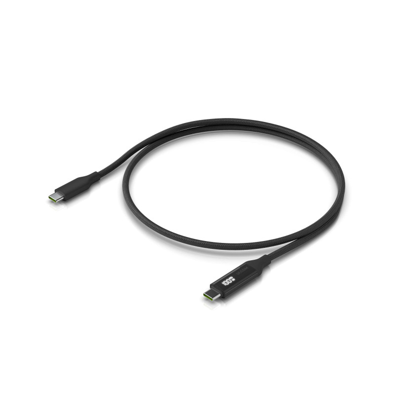 Ubiquiti USB-C Cable with Charge Display,Length 0.3M, Black, Braided Power & Data Cable With A Double-sided Charge Display,10