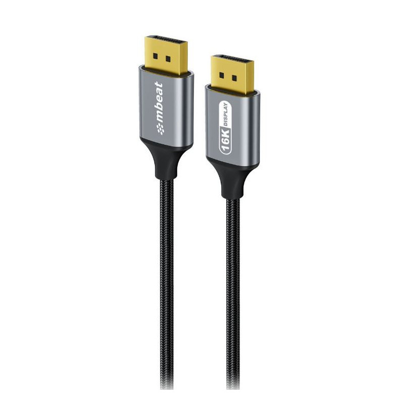 mbeat® Tough Link 1.8m 16K DP to DP Cable - Space Grey 40Gbps 180cm × 2.2cm × 1.10cm