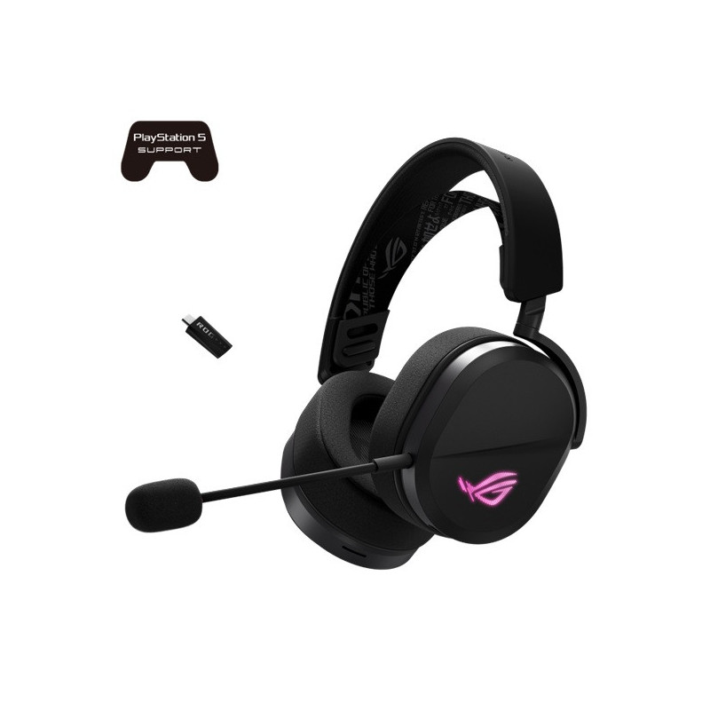 ASUS ROG Pelta Gaming Headset Black, Tri-Mode (2.4GHz/BT/USB-C), 50mm Titanium Drivers, 32Ω, 20Hz-20kHz, 10mm Mic, 70H Batte