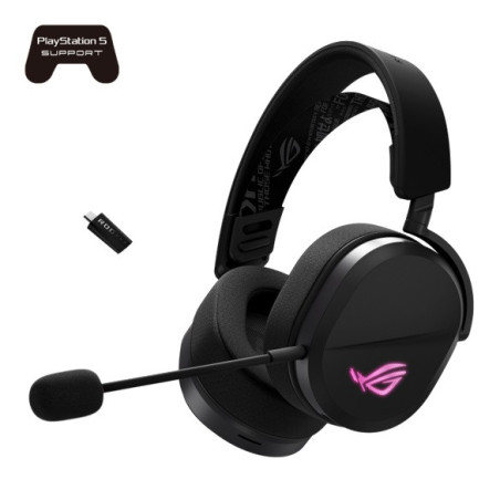 ASUS ROG Pelta Gaming Headset Black, Tri-Mode (2.4GHz/BT/USB-C), 50mm Titanium Drivers, 32Ω, 20Hz-20kHz, 10mm Mic, 70H Batte