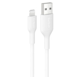 Belkin BoostCharge Lightning to USB-A Cable (1M) - White (CAA019fq1MWH), 2.4A/15W, 480Mbps, 300K  Bends, Apple iPhone, iPad, 