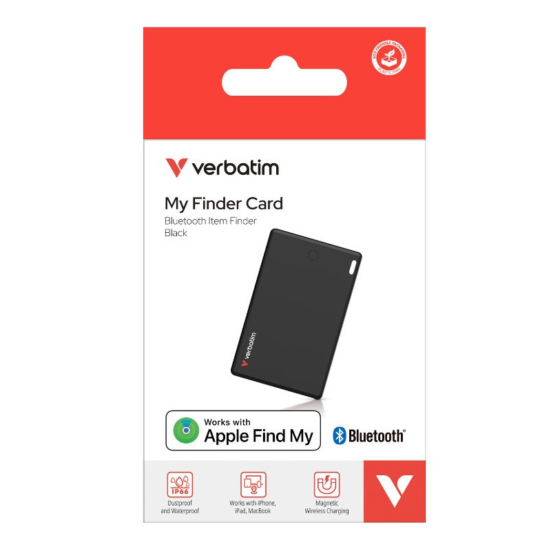 Verbatim My Finder Card Bluetooth Finder 1 pack- Black, Bluetooth Apple Find My