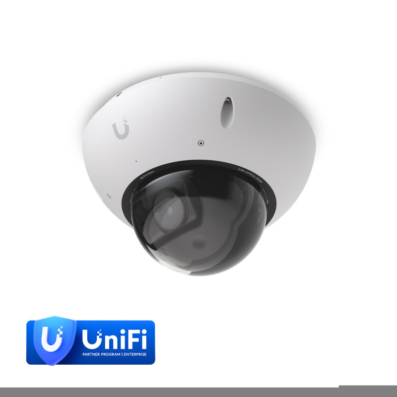 Ubiquiti G6 Pro Dome, White,All-Weather Vandal-Proof 4K PoE , Multi-TOPS AI,2.36x Optic Zoom, 1/1.2' CMOS Sensor, IR Night VI