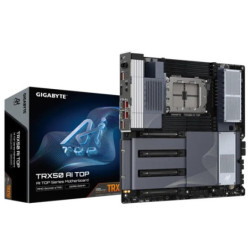 Gigabyte TTRX50 AI TOP AMD Ryzen Motherboard, sTR5 Threadripper, DDR5 ECC RDIMM up to 2TB, PCIe 5.0, USB4, Wi-Fi 7, Dual 10Gb