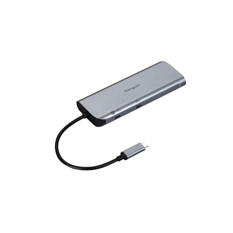 Targus Dual Video Mobile Dock with 140W EPR Pass-Thru USB-C 3.2 Ethernet 2xHDMI 2x USB-A 2xUSB-C Silver USB-C with 140W PD 3Y