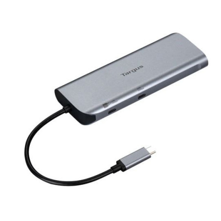 Targus Dual Video Mobile Dock with 140W EPR Pass-Thru USB-C 3.2 Ethernet 2xHDMI 2x USB-A 2xUSB-C Silver USB-C with 140W PD 3Y