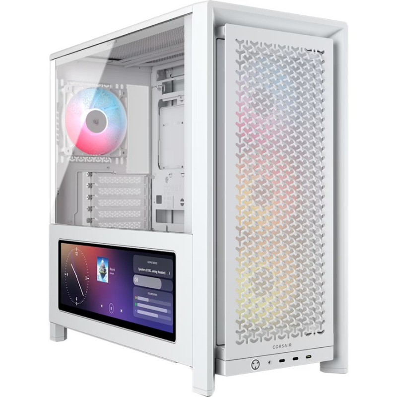 Corsair FRAME 4000D LCD RS ARGB Premium Mid-Tower PC Case- White, ATX/mATX/ITX/E-ATX, 486x490x239mm, 430mm GPU, 360mm rad, te